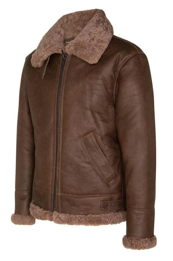Infinity Leather Mens B3 WW2 Sheepskin Leather Flying Aviator Jacket-Houston