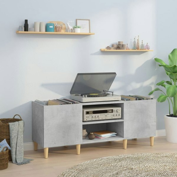 Berkfield Record Cabinet Concrete Grey 121x38x48 cm Engineered Wood
