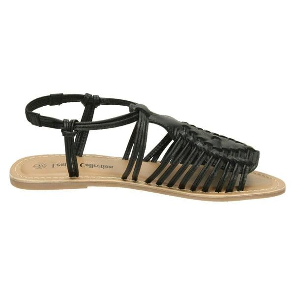 Leather Collection Ladies Leather Collection Flat Strappy Sandals F00159