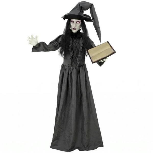Bobobiy 180cm Life Size Animated Witch Halloween Decorations Outdoor Indoor, Scary Halloween Animatronics Decor