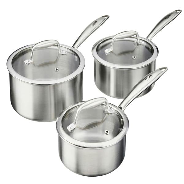Cooks Professional Tri-Ply 3 Piece Saucepan Set | 14cm, 16cm & 18cm