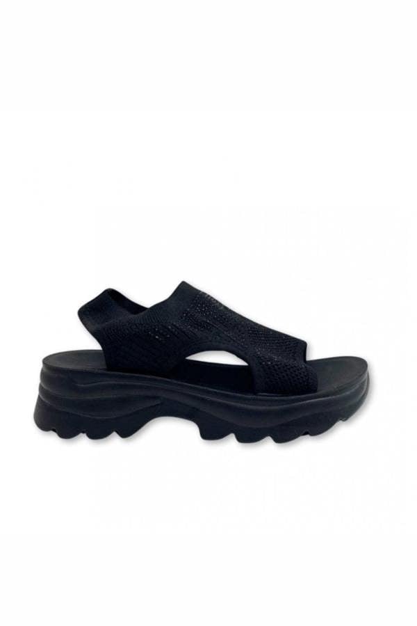 Love Lemonade Sparkly Stretch Sock Sandals Black