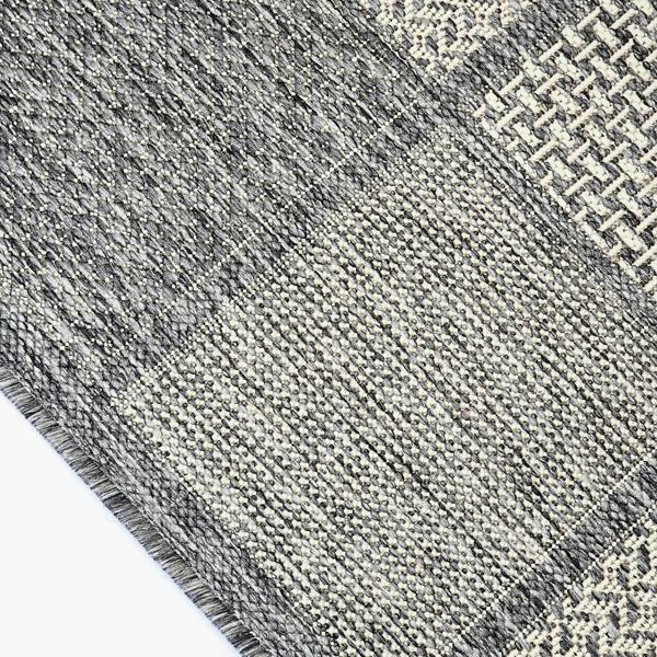 Viva Rugs Non-Slip Grey Rug Flat Weave Checkered Kitchen Dining Room Living Room Area Mat