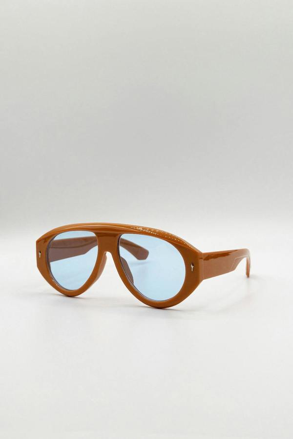 SVNX Oversized Bold Aviator Sunglasses in Orange