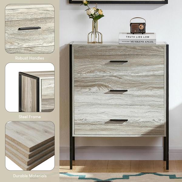 Vida Designs Brooklyn 3 Drawer Chest, Dark Wood