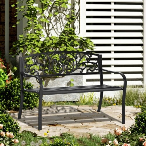 Wyld Haus Saradi Taro Steel Black 2 Seater Outdoor Garden Bench