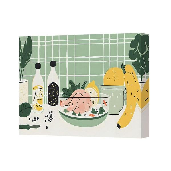 Benjamin Tate Design Modern Kitchen Still Life Canvas Wall Art Fruit Bowl Decor