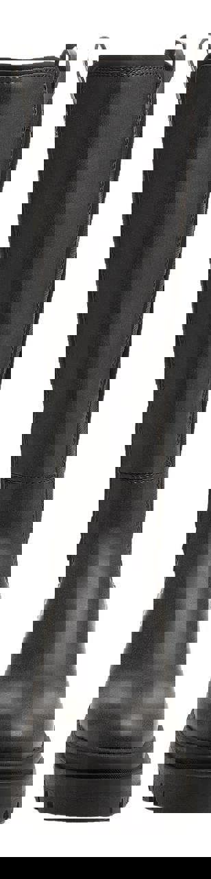 Rocket Dog Drea Womens Tall Knee High Full Zip Up Wedge Boots, a black knee-high boot with a full zipper on the side, thick wedge heel, and durable sole.