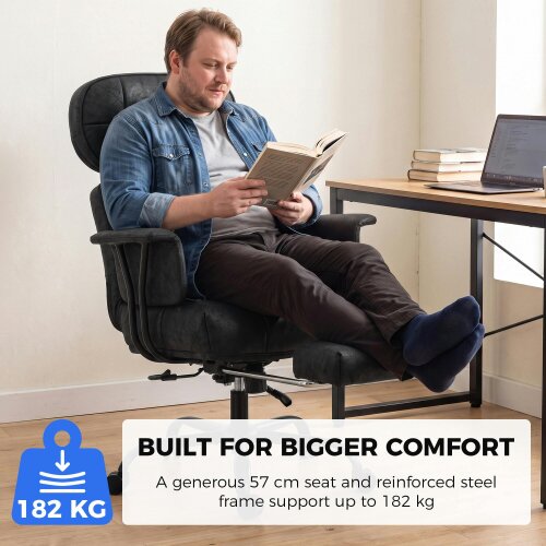 HOMCOM Office Chair, Big and Tall Desk Chair with Footrest, 182kg, Black