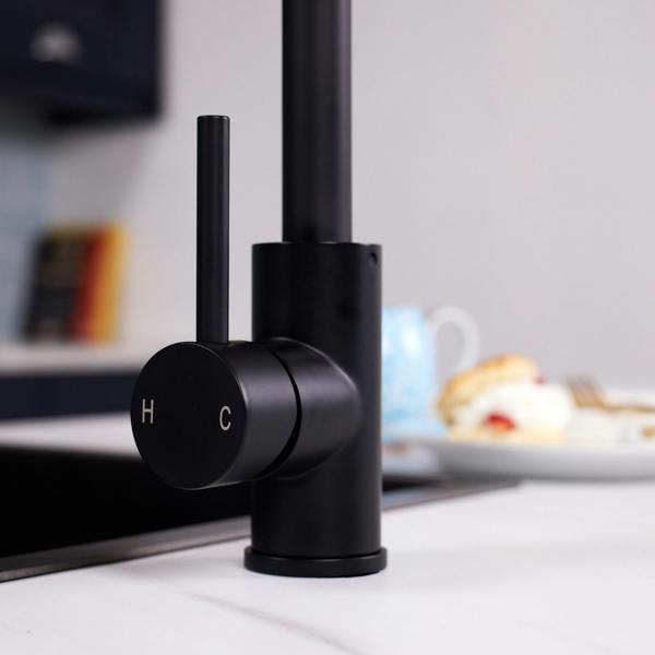 Flode Arendal | Single Lever Kitchen Sink Mixer Tap with Swivel Spout | Matt Black Finish