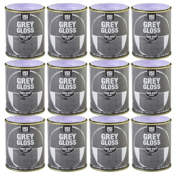 151 12X Grey Gloss Non-Drip Paint 300ml