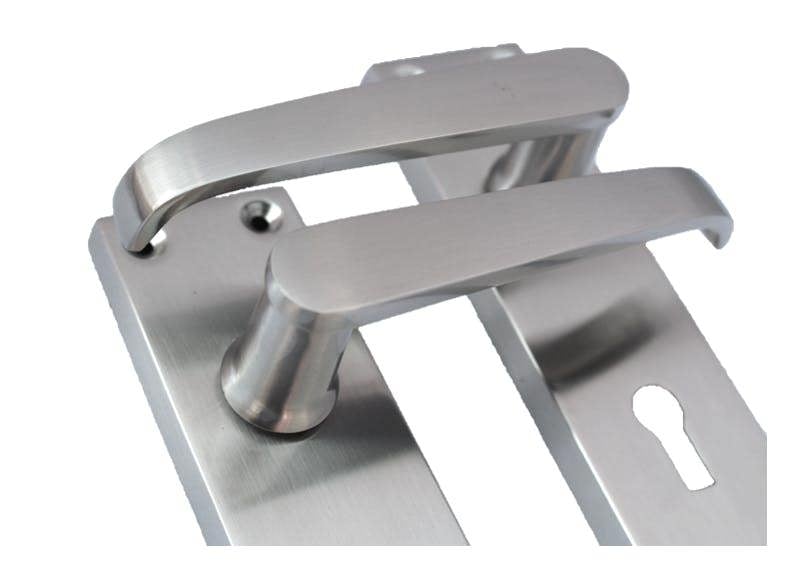 EDH Door Hardware Satin Nickel Door Interior Door Lock Handles-Victorian Straight Lock, 2 Pairs