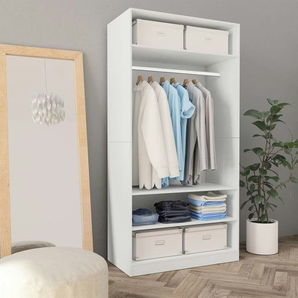 Berkfield Wardrobe White 100x50x200 cm Engineered Wood