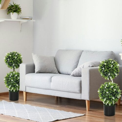 Wyld Haus Kelola Set Of 2 Artificial Lavender Flower Ball Trees In Pots H8 70cm White