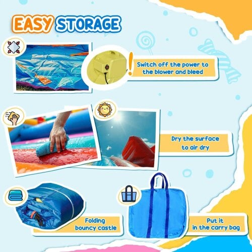 Bobobiy 4-in-1 Kids Bouncy Castle with Double Slides, Trampoline, Pool, Climbing Wall and Blower, Age 3-8, 3.8 x 3.7 x 2.3m