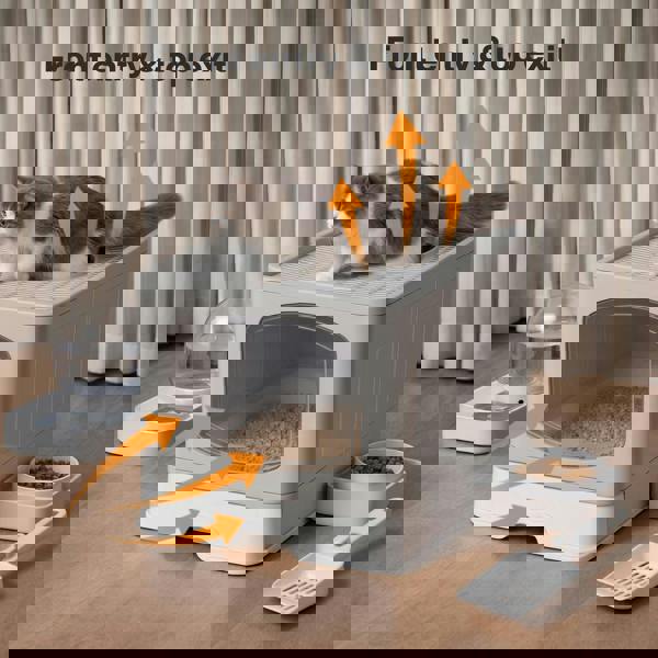 Skylos Cat Litter Box Foldable Entry Top Exit Anti Tracking Cat Litter Tray