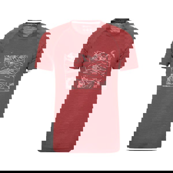 Mountain Warehouse Mens Quest Printed Merino Blend Thermal Top - Burgundy