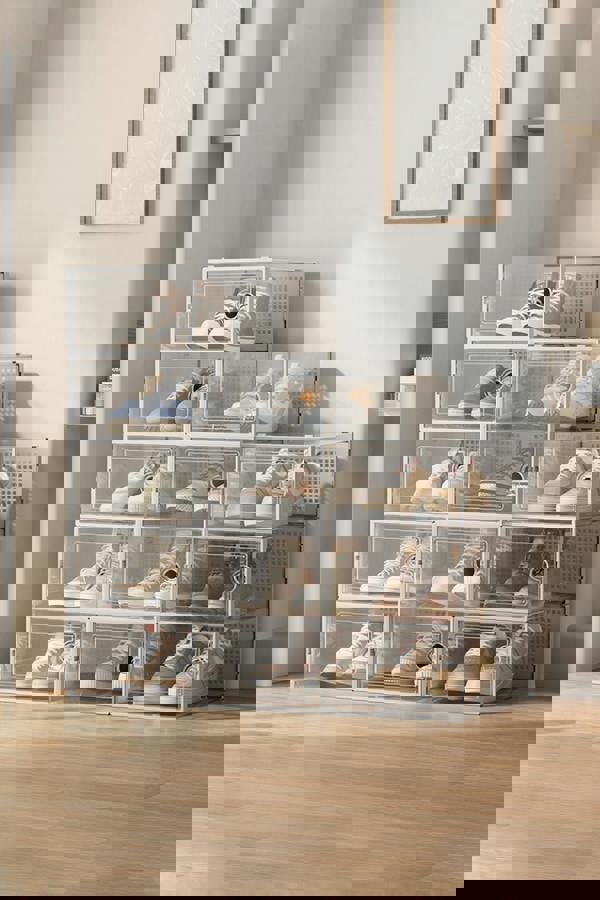 Living and Home 12Pcs Plastic Stackable Shoe Storage Box Organiser