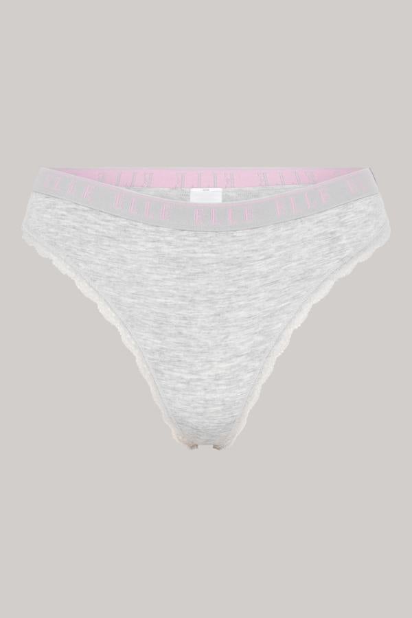 ELLE Multi Pack (3) Cotton Lace Trim Tipped Thongs