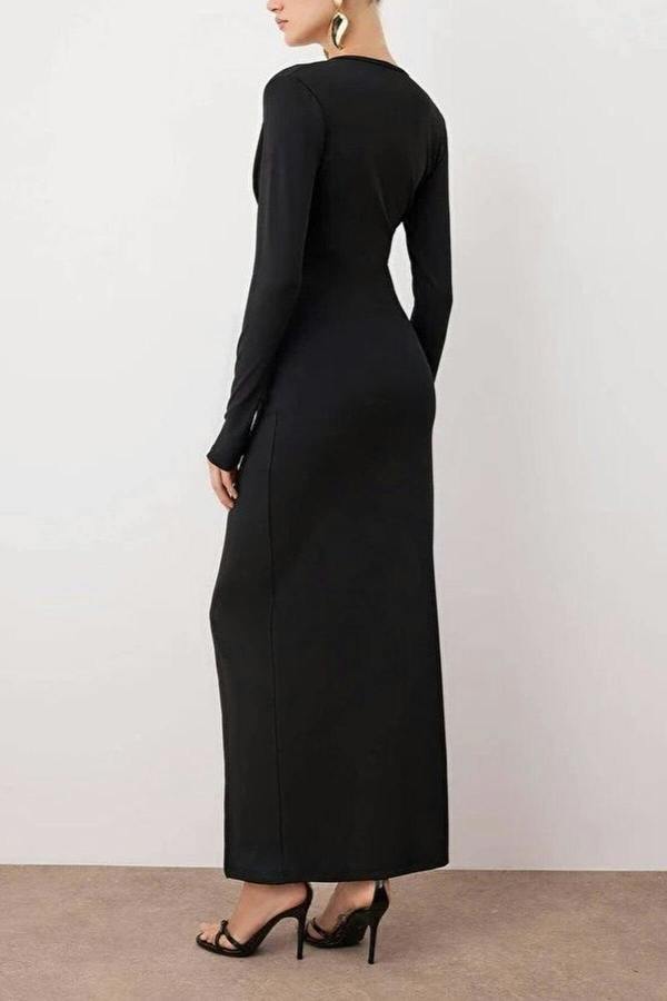 WOVCOR Fitted Knit Elegant Maxi Evening Dress