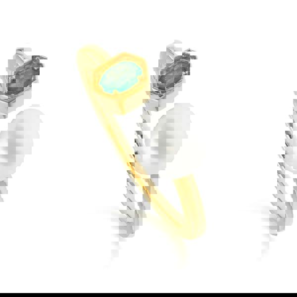 270R058703925 Modern Pearl & Emerald Open Ring in Gold Plated Silver 1