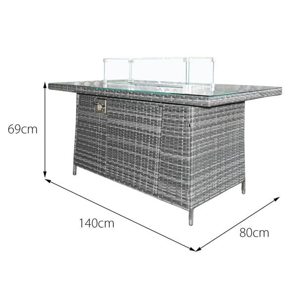 malta rattan 9 seat firepit u shape sofa set in mixed grey with grey cushions