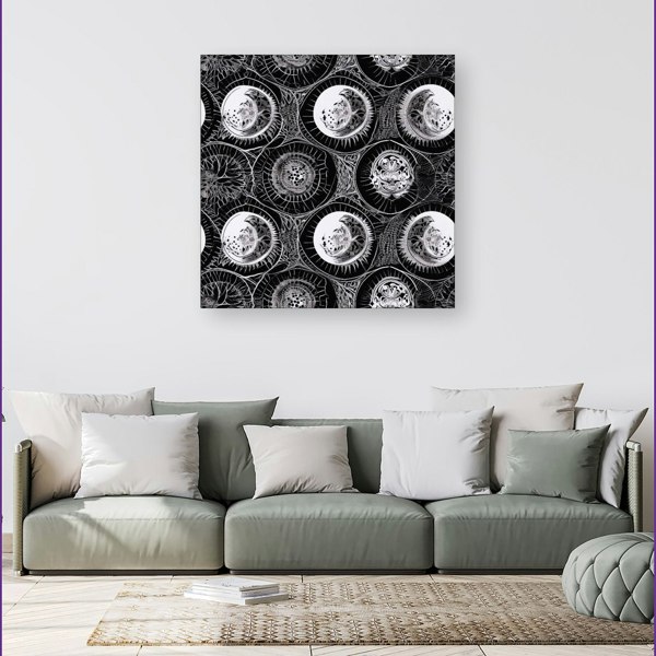 Warren Reed Black White Moon and Sun Canvas