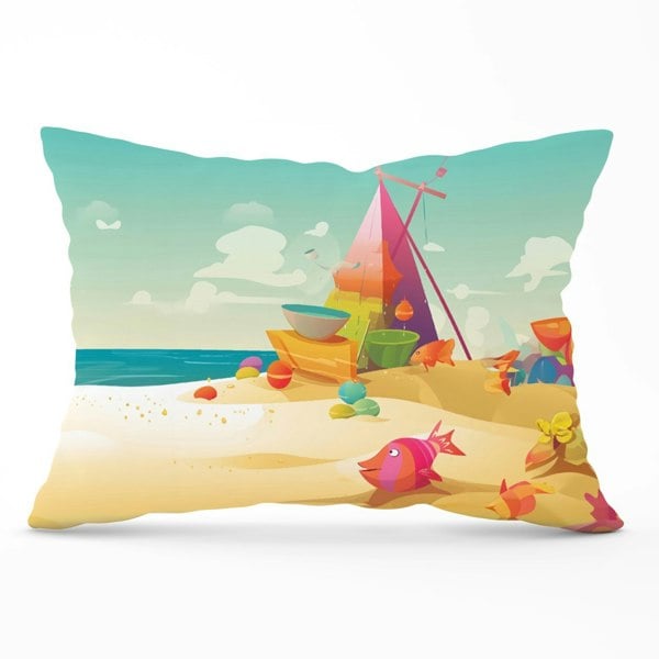 Warren Reed Fish On A Beach Holiday Cushions