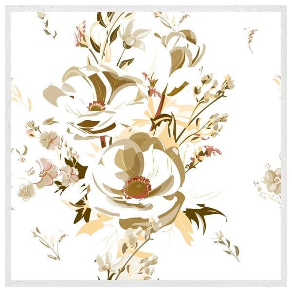 Benjamin Tate Design Golden flower print (Picutre Frame)