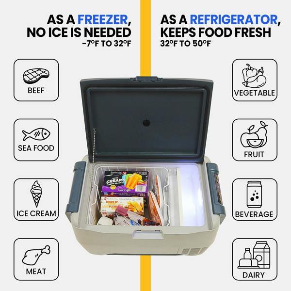 Koolatron Fridge Freezer Electric Cool Box 30L Cooler Box Portable 12v Camping Car Fridge For Campervan Perfect for Road Trips Compressor Cooling