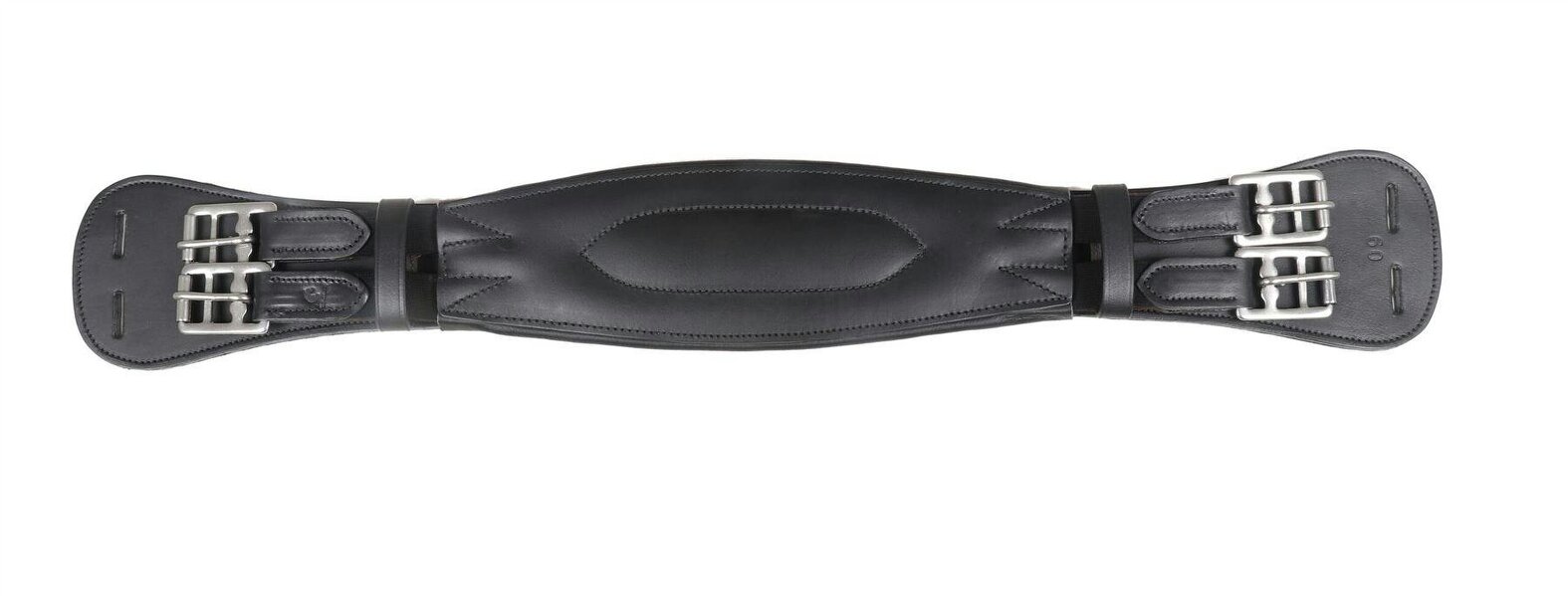 eQuitack Padded Leather Short Dressage Girth With Roller Buckles Black