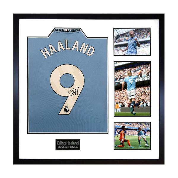 Erling Haaland Signed Manchester City Shirt Elite Frame (ACG)