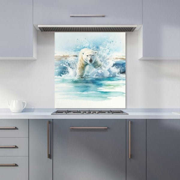 Warren Reed - Designer Hunting Polar Bear Watercolour Kitchen Splashback