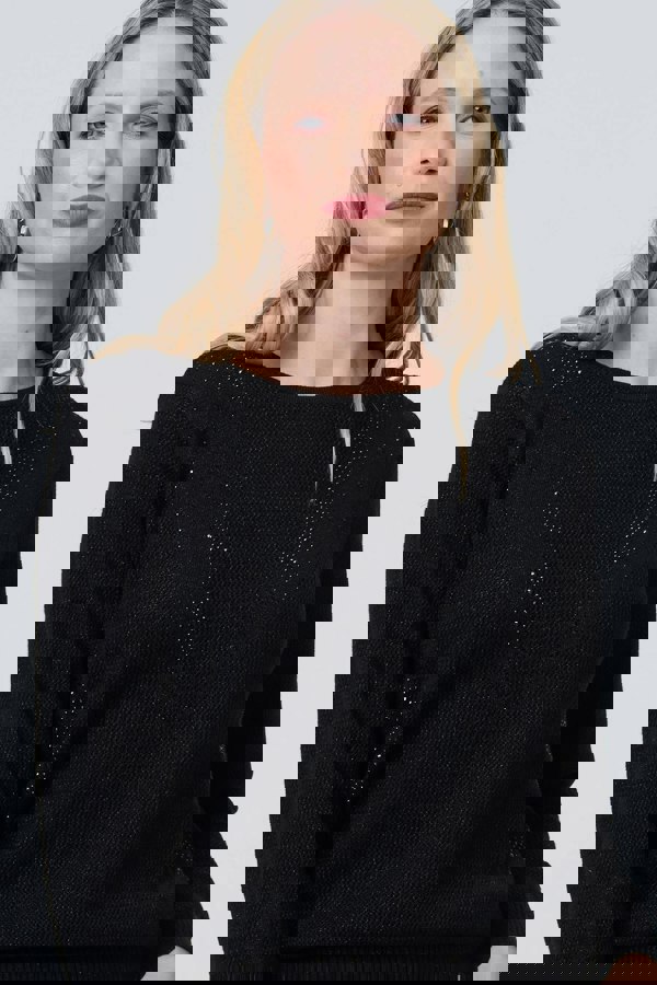 Black | Sparkly Fine Knit Slim Jumper
