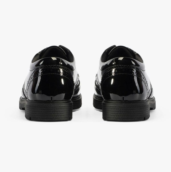 Hush Puppies SALLY Girls Leather School Shoes Black Patent