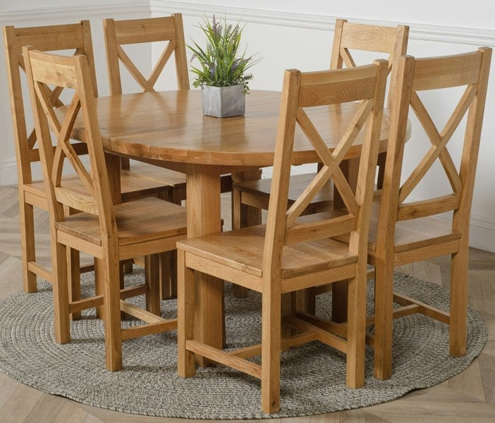 That's Furniture Edmonton Round Extendable Oak Dining Set with Berkeley Oak Chairs
