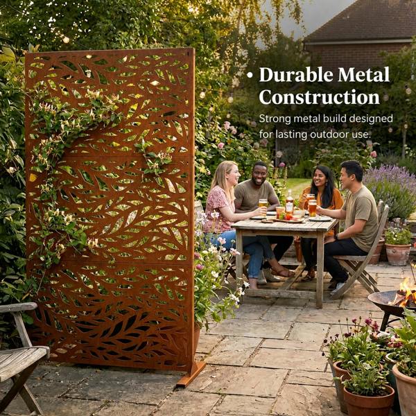 Nicoman Metal Indoor/Outdoor Privacy Screen 90cm x 180cm - Leaf
