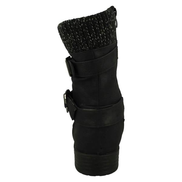 Spot On Ladies Spot On Warm Lined Buckle Detailed Mid Calf Boots F51182