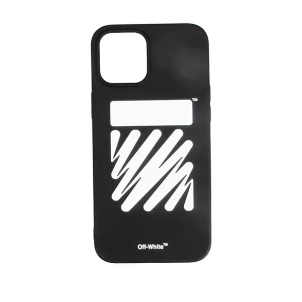 Off White iPhone 12 Pro Max Compatible Diagonal Phone Case - Black/White