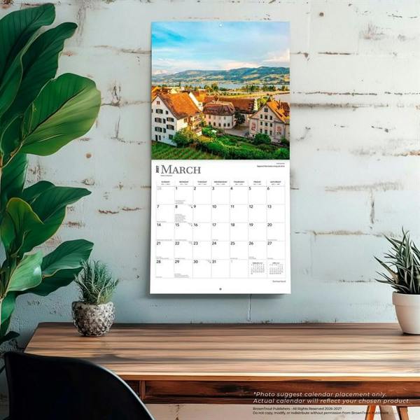 Europe Switzerland Calendar 2027, Wall Calendars, Month To View, Travel, Gift