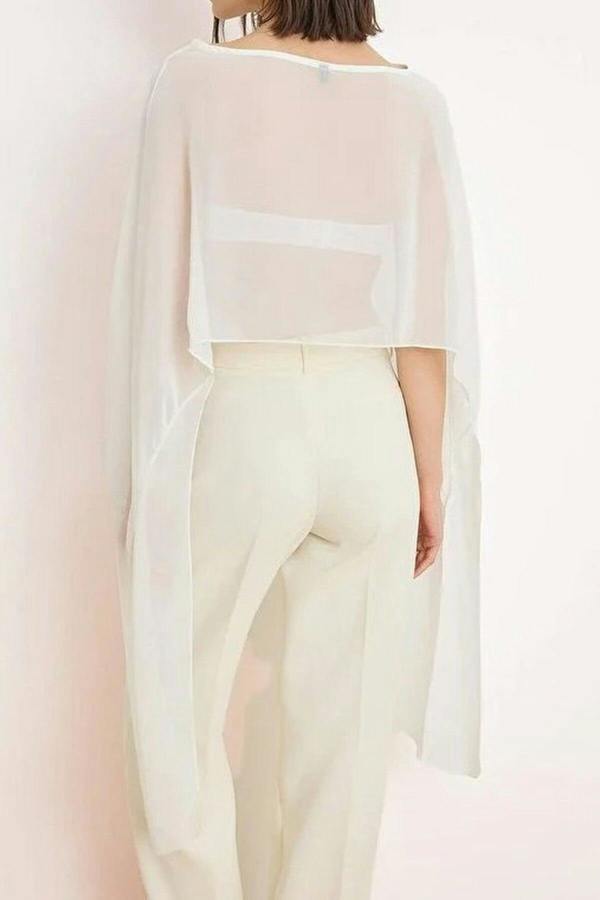 WOVCOR Straight Boat Neck Sleeveless Woven Chiffon Blouse