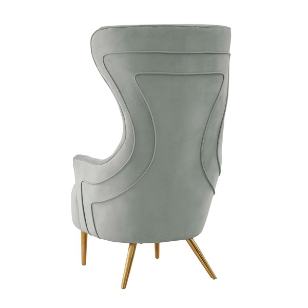 Furniture Edit Jezebel Grey Velvet Wingback Accent Occasional Chair