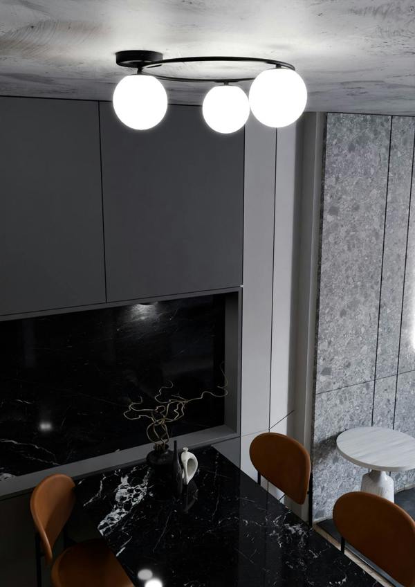 Emibig SOPRA Ceiling lamp  3 x E14 Black with White Shade