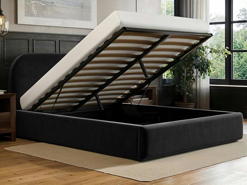 Alba Ottoman Bed Black Velvet