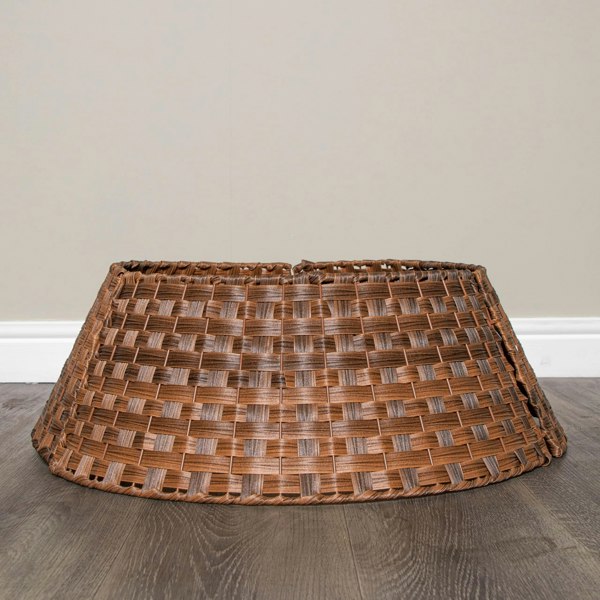 Samuel Alexander 48/70cm Samuel Alexander Large KD Plastic Wicker Rattan Woven Christmas Tree Skirt in Brown