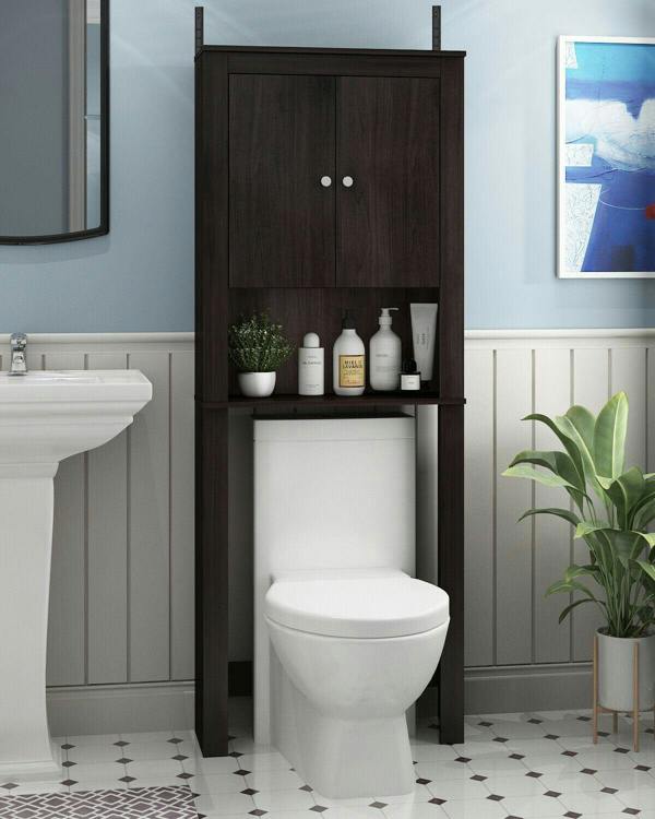 WALPLUS Indo Double Door Bath Cabinet, Espresso | Elegant Interior Wall Decoration
