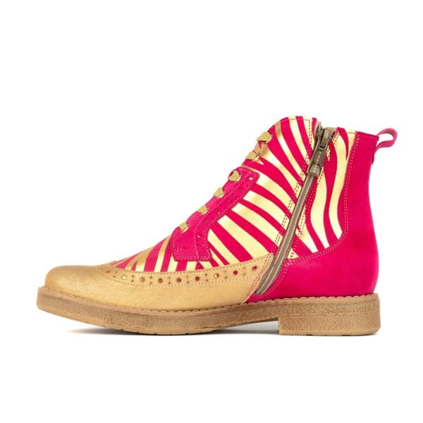 Embassy London Hatter - Pink & Gold Stripes - Women's Leather Ankle Lace-up Boot