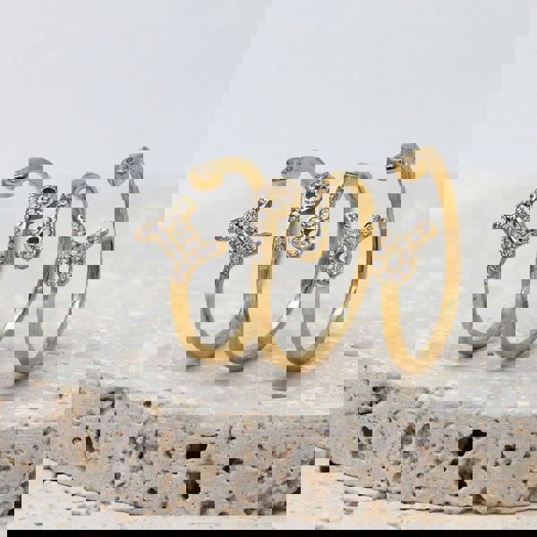 Say It With Taurus Ring with CZ Stones - Yellow Gold Plated