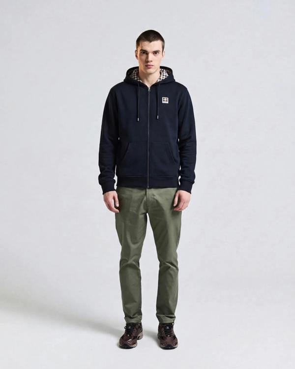 Aquascutum Mens Full Zip Badge Hoodie - Navy 11