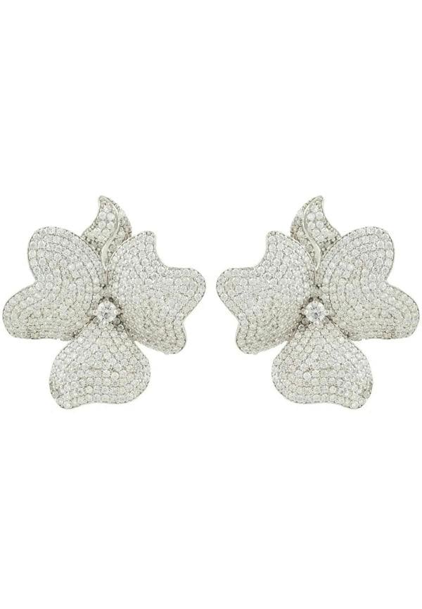 Flower Large Stud Earrings Silver - LATELITA Earrings